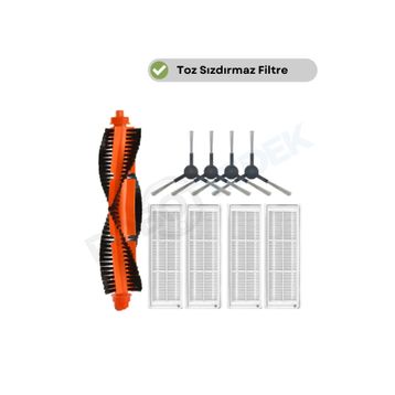 Robotyedek Xiaomi Mop Pro Styj02ym Siyah Uyumlu 9 Parça Set Yedek Mopsuz Fırça Hepa Filtre Mop