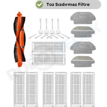Robotyedek Xiaomi Mop ProStyj02ym Beyaz Uyumlu 17 Parça Set Yedek Fırça Hepa Filtre Mop