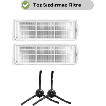 Robotyedek Xiaomi Robot Vacuum Mop Pro Uyumlu 2 Adet Yan Fırça + 2 Adet Hepa Filtre