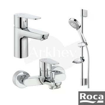 Roca A5D054FC0K Victoria Plus Lavabo + Banyo Bataryası ve Stella Sürgülü Duş Takımı Seti