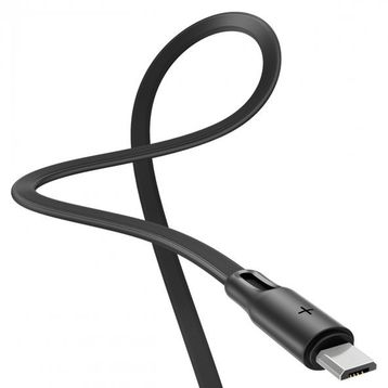 Rock S1 Flat Yassı 1 mt 2A Siyah Micro USB Şarj ve Data Kablosu
