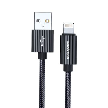Rock Space R11 1 mt 2.4A Siyah Lightning Şarj ve Data Aktarım Kablosu