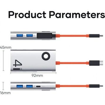Rock TR25 Multi Fonksiyon 4in1 Type-C Dönüştürücü