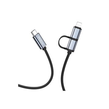 Rock Twins 2 in 1 20 W Type-C Lightning 1 mt Siyah Şarj ve Data Kablosu