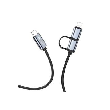 Rock Twins 2 in 1 20 W Type-C Lightning 1 mt Siyah Şarj ve Data Kablosu
