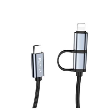 Rock Twins 2 in 1 20 W Type-C Lightning 1 mt Siyah Şarj ve Data Kablosu