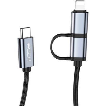 Rock Twins 2 in 1 20 W Type-C Lightning 1 mt Siyah Şarj ve Data Kablosu