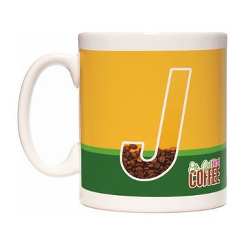 Rock'n Fox J Harfli Kahve Tasarımlı Baş Harf First Coffee Kupa Bardak