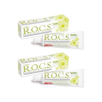 ROCS Baby Florürsüz Yutulabilir Papatya Özlü 35 ml 2 Adet 0-3 Yaş Diş Macunu