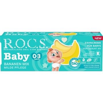 Rocs Baby Muz Püresi 0-3 Yaş Florürsüz 35 ml Yutulabilir Diş Macunu