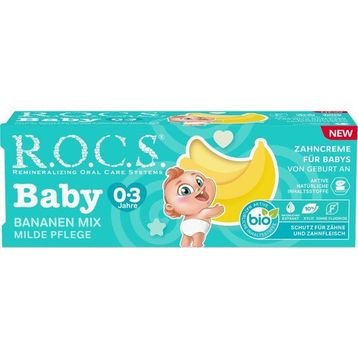 Rocs Baby Muz Püresi 0-3 Yaş Florürsüz 35 ml Yutulabilir Diş Macunu