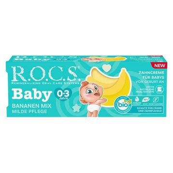 Rocs Baby Muz Püresi 0-3 Yaş Florürsüz 35 ml Yutulabilir Diş Macunu
