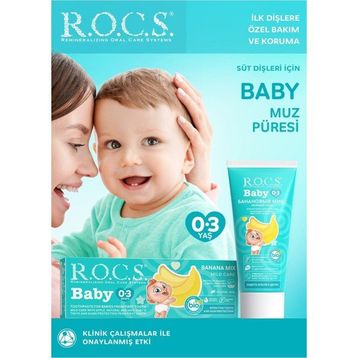 Rocs Baby Muz Püresi 0-3 Yaş Florürsüz 35 ml Yutulabilir Diş Macunu