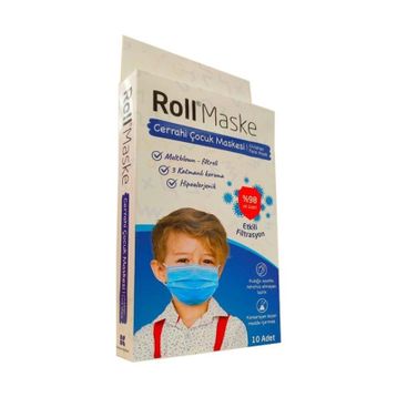 Roll 10'lu 1 Kutu Erkek Çocuk Cerrahi Maskesi