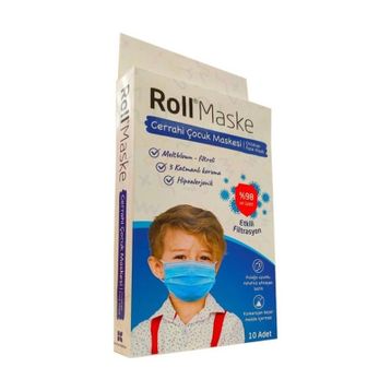 Roll 10'lu 1 Kutu Erkek Çocuk Cerrahi Maskesi