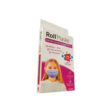 Roll 3 Katlı Mor 10'lu Kız Çocuk Cerrahi Maske