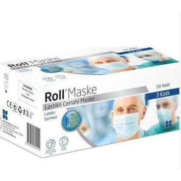 Roll Steril 3 Katlı Lastikli 50 Adet Maske