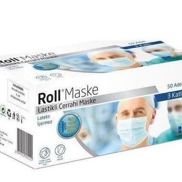Roll Steril 3 Katlı Lastikli 50 Adet Maske