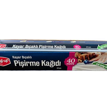 Roll-Up 37 cm 40 mt Kayar Bıçaklı Beyaz Yağlı Fırın Tepsi Pişirme Kızartma Kağıdı