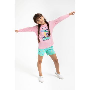 RolyPoly Feeling Tropical Pembe Kız Çocuk Uzun Kol Şort Takım