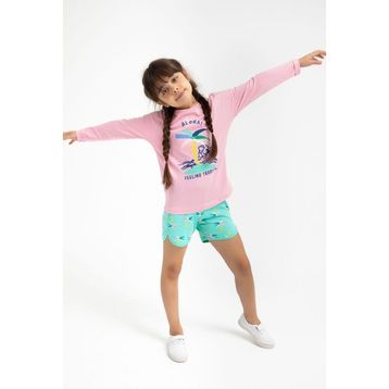 RolyPoly Feeling Tropical Pembe Kız Çocuk Uzun Kol Şort Takım