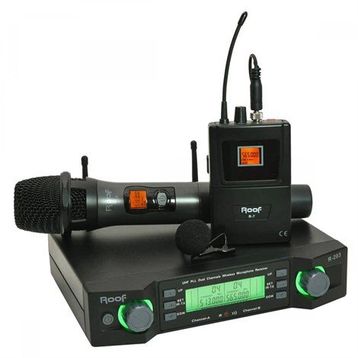 Roof R 203 E-Y UHF Kablosuz İki Kanallı El ve Yaka Mikrofonu