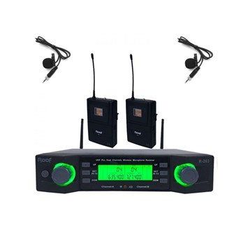 Roof R 203 Y-Y UHF Kablosuz İki Kanallı 2'li Yaka Mikrofonu