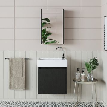 Roomart Ayaksız Tek Kapaklı Lavabolu 50 cm Banyo Aynalı Üst Dolabı