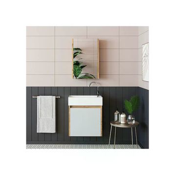 Roomart Ayaksız Tek Kapaklı Lavabolu Beyaz 50 cm Banyo Dolabı