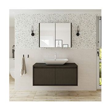 Roomart Lavabolu 100 cm Banyo Dolabı + Aynalı Banyo Üst Dolabı