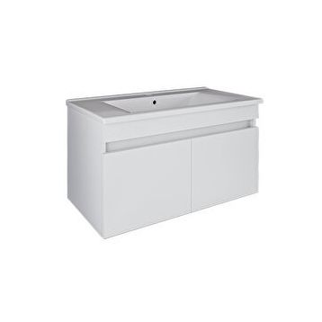 Roomart LD3 Ayaksız 2 Kapaklı Lavabolu Beyaz 85 cm Mdf Banyo Dolabı