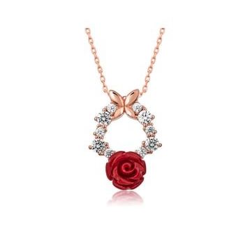 Rose Kırmızı Gümüş Gül Kolye