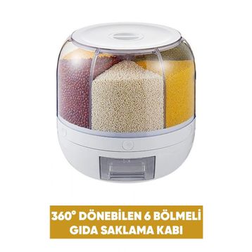 Rossel Premium TG-0043 Döner Bölmeli Organizer Bakliyat Baharatlık Saklama Kabı