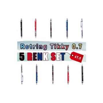 Rotring Tikky 0.7 mm 5 Renk Set Versatil Uçlu Kalem