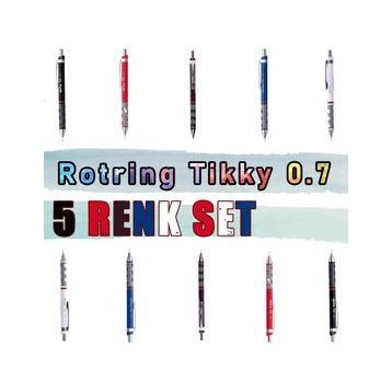 Rotring Tikky 0.7 mm 5 Renk Set Versatil Uçlu Kalem