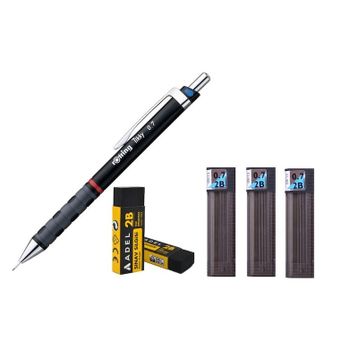 Rotring Tikky Bordo 0.7 uç +2 Silgi Klasik 0.7 3'lü Tombow Mekanik Kurşun Kalem