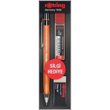 Rotring Visuclick 0.5 mm Şeffaf Turuncu Min Silgi Versatil Kalem Okul Seti