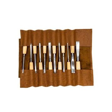 Rox Wood 0125 12 Parça Deri Çantalı Premium Iskarpela Seti