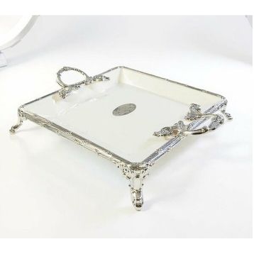 Roy King Classy Kare 24x30 cm Gümüş Sunum Tabak
