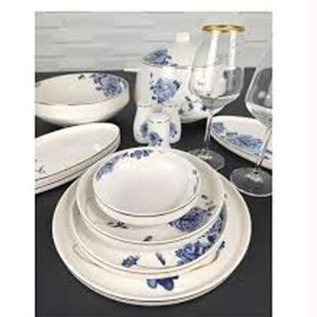 Roy King DSN 042 Blue Blanch 12 Kişilik 60 Parça Bone China Porselen Lacivert Yemek Takımı