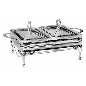 Roy King QA 41 38x26x18 cm Dikdörtgen 2'li Ayaklı Gümüş Fırın Kabı