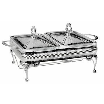 Roy King QA 41 38x26x18 cm Dikdörtgen 2'li Ayaklı Gümüş Fırın Kabı