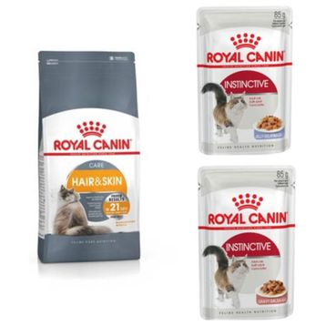 Royal Canin Hair Skin Hassas Tüylü Yetişkin 2 kg Kuru Kedi Mama + Instinctive 2x85 gr Yaş Mama