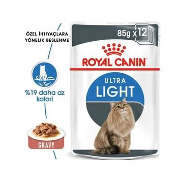 Royal Canin Ultra Light Düşük Kalorili Light 12 adet-85 gr Renkli Kedi Konservesi