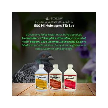 Royal Pigeotonic Pigeorex Acidoral 3'lü 500 ml Tamamlayıcı Yem Seti