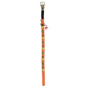 Royale Pets 30 cm Turuncu Desenli Lastikli Zilli Silikon Kedi Boyun Tasması