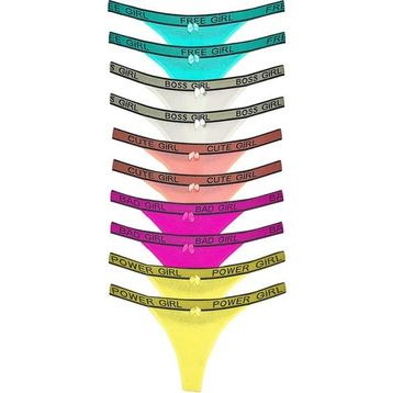 Royaleks 10 Adet Beli Yazılı Pamuk Kadın Tanga String Külot