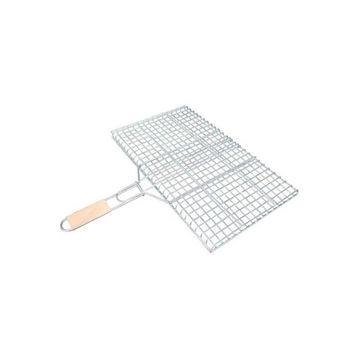 Royaleks 30x40 cm Ahşap Saplı Galvanizli Paslanmaz Demir Kafes Mangal Izgarası