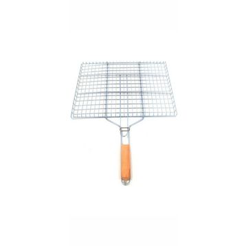 Royaleks 32x42 cm Ahşap Saplı Galvanizli Paslanmaz Demir Kafes Mangal Izgarası