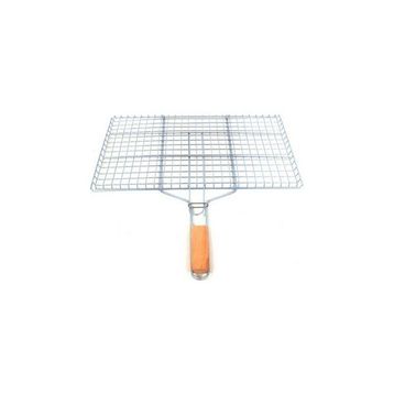 Royaleks 32x42 cm Ahşap Saplı Galvanizli Paslanmaz Demir Kafes Mangal Izgarası